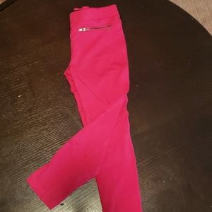 Electric Pink Pointelle pants. Ankle cut.